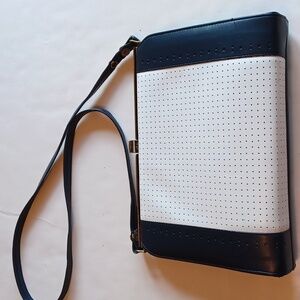 Cute navy and white pleather shoulder bag